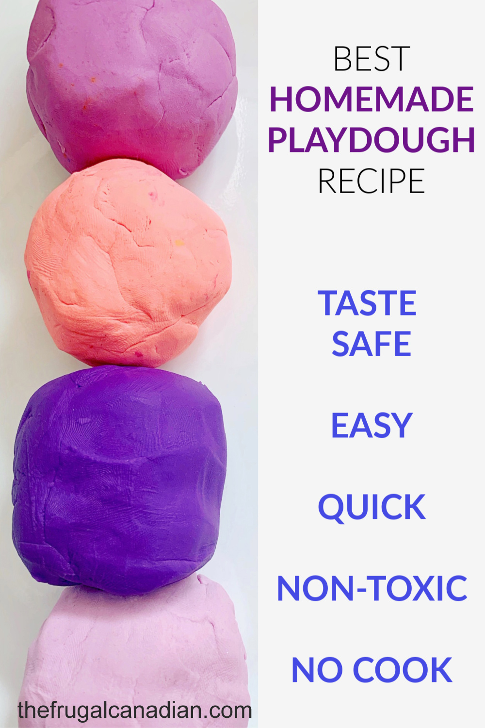 Easy AllNatural Homemade Playdough (No Cook) Frugal Canadians